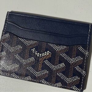 Goyard card holder wallet Navy, tan and white NWOT